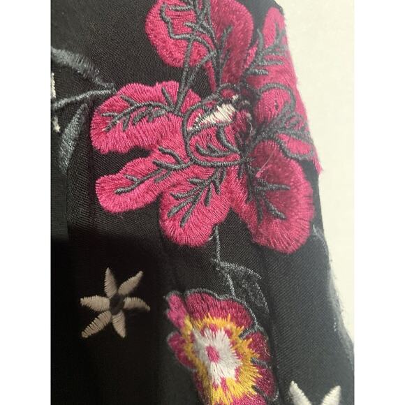 ARIAT Fringe Tunic Women's L Black Embroidered Boho Chic Native American Cowgirl - Picture 4 of 11